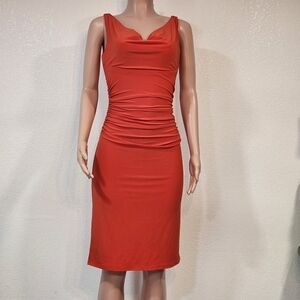 Lauren Ralph Lauren Cowl Neck Sleeveless Stretch Midi Dress Sz 2